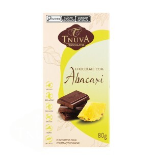 TABLETE CHOCOLATE COM PEDAÇOS DE ABACAXI 80G